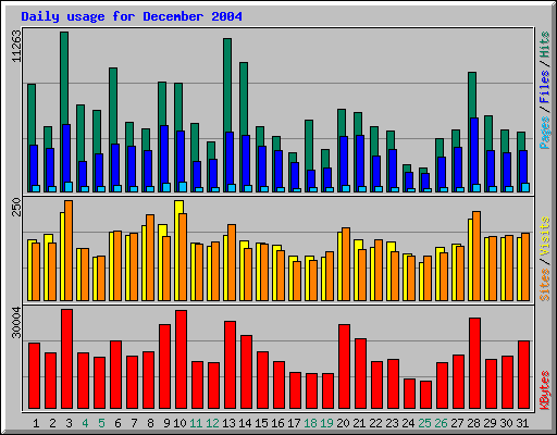 Daily usage for December 2004