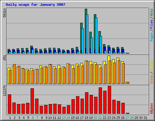 Daily usage for January 2007