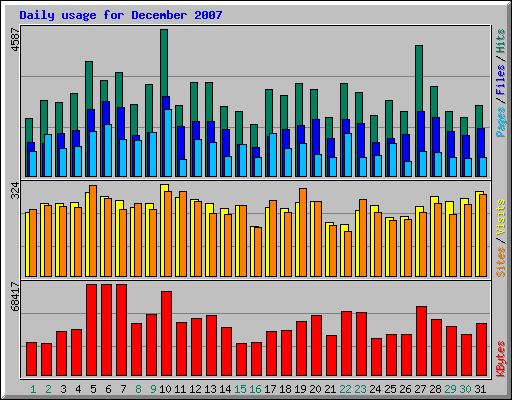 Daily usage for December 2007