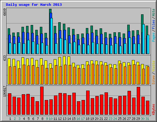 Daily usage for March 2013