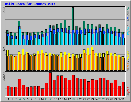 Daily usage for January 2014
