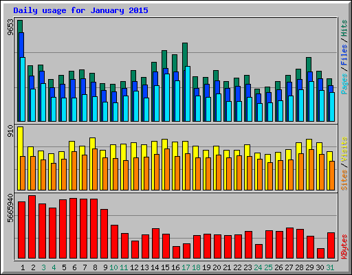 Daily usage for January 2015