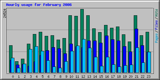 Hourly usage for February 2006