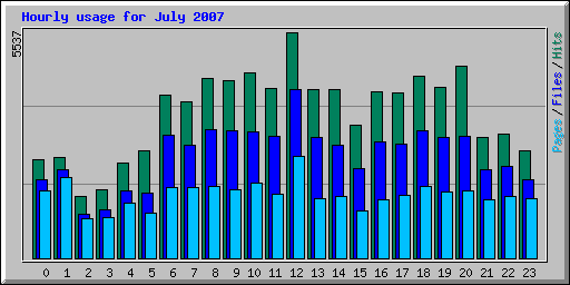 Hourly usage for July 2007