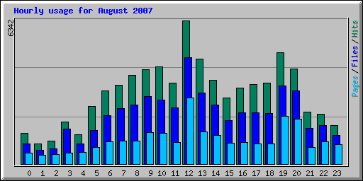 Hourly usage for August 2007