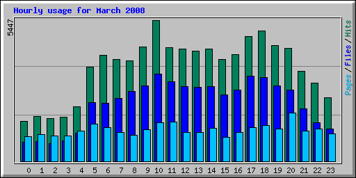 Hourly usage for March 2008