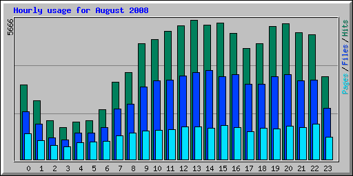 Hourly usage for August 2008