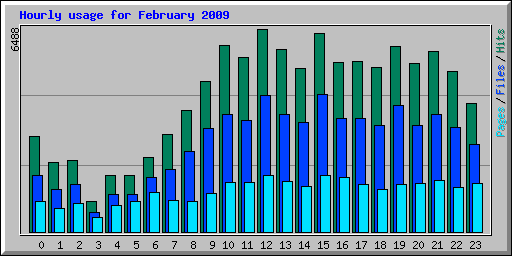 Hourly usage for February 2009