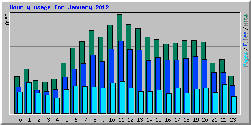 Hourly usage for January 2012
