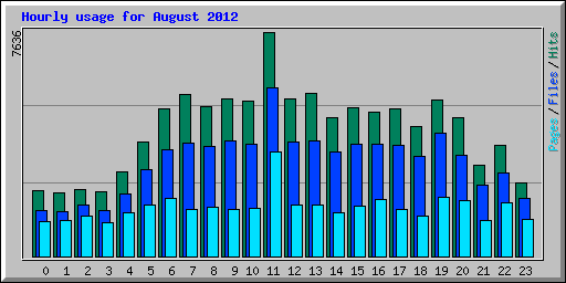 Hourly usage for August 2012