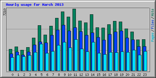 Hourly usage for March 2013